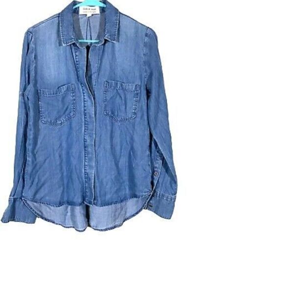 Cloth And Stone Chambray Denim Long Sleeve Button Up Shirt S Anthropologie - Picture 1 of 13